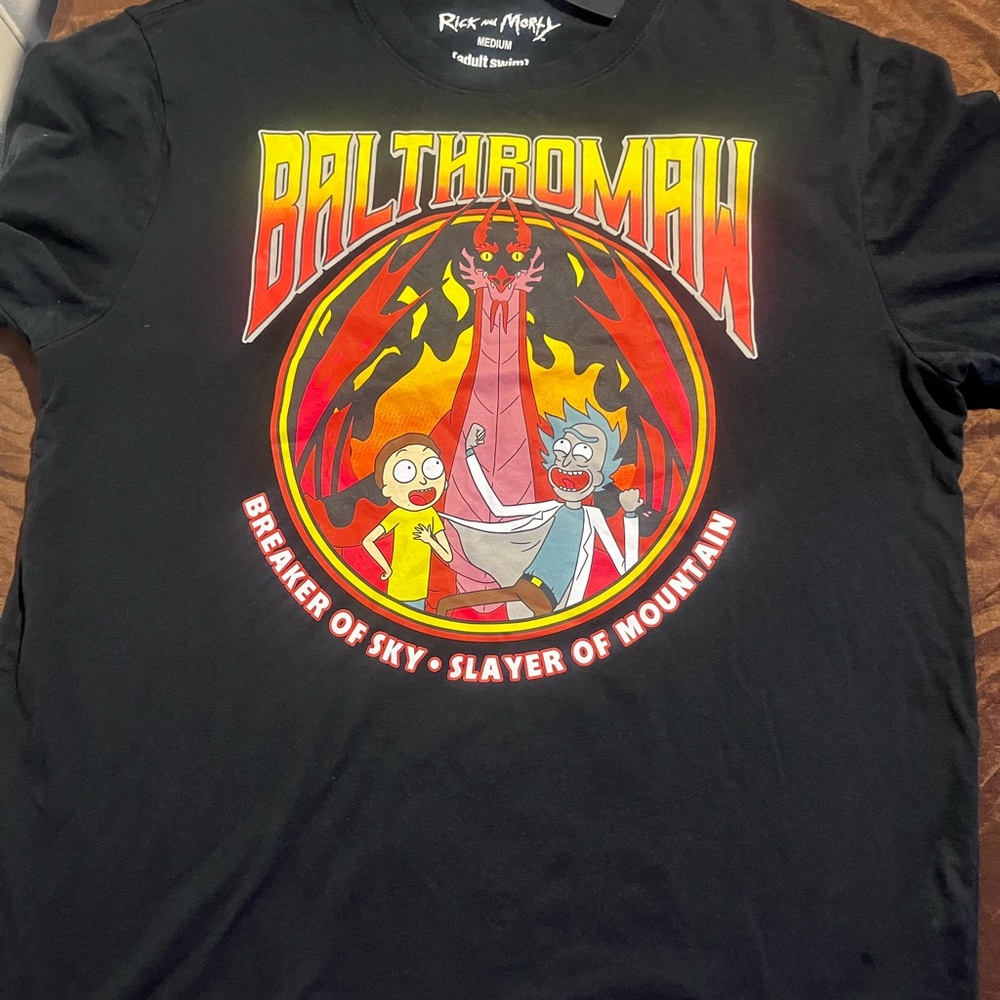 Rick & Morty Adult Swim Slayer Of Mountain Balthromaw Black Size Medium T-Shirt